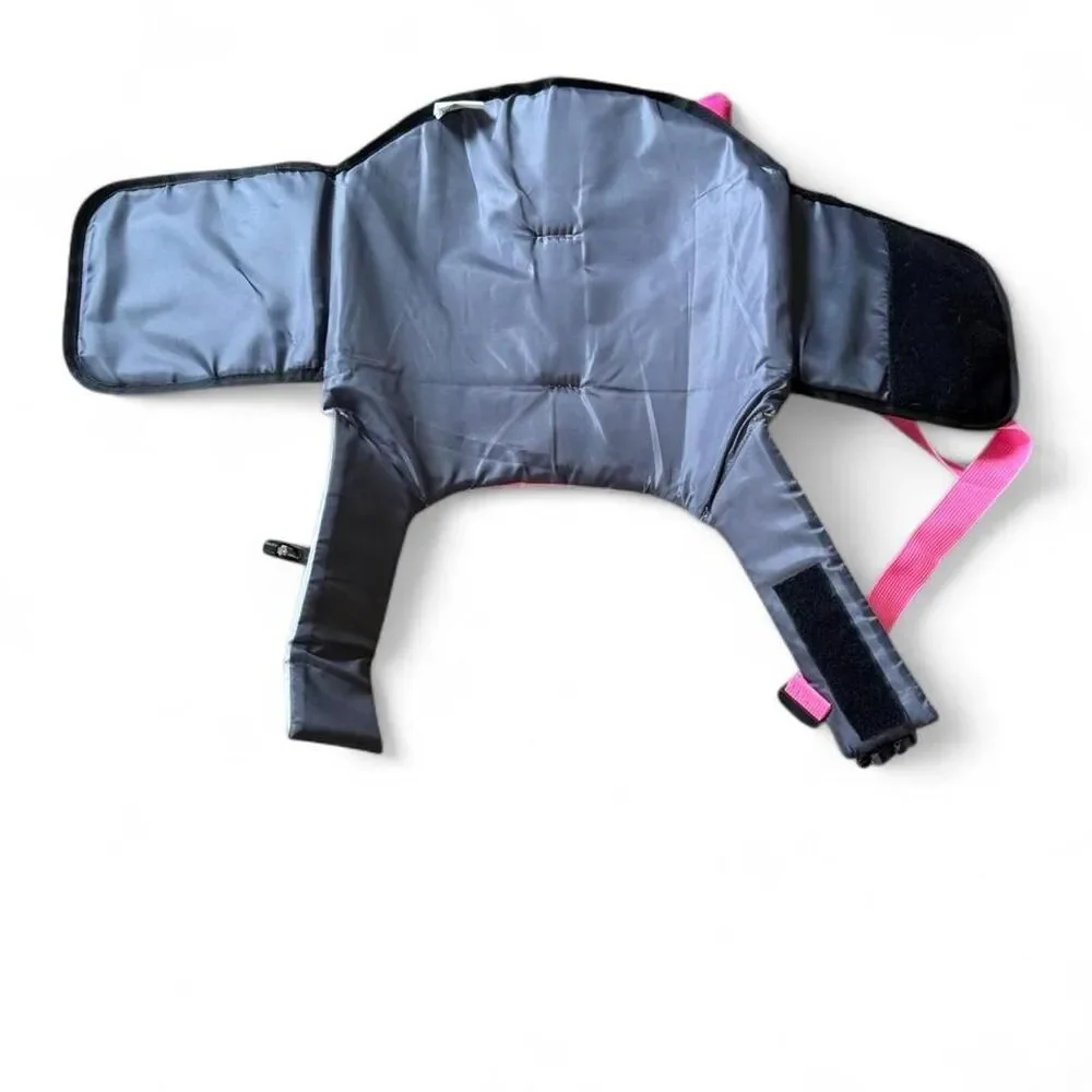 Shark Fin Dog Life Jacket Pink Gray Adjustable Pet Flotation Vest L